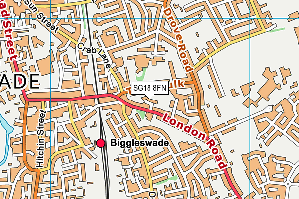 SG18 8FN map - OS VectorMap District (Ordnance Survey)