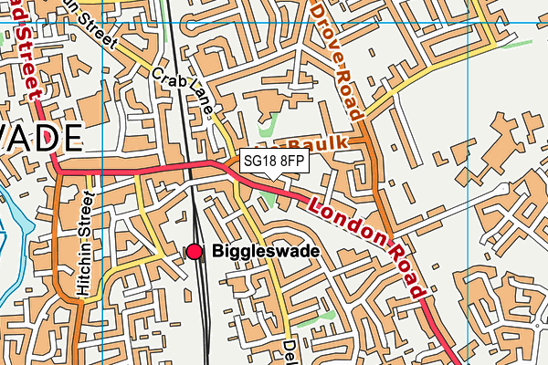 SG18 8FP map - OS VectorMap District (Ordnance Survey)