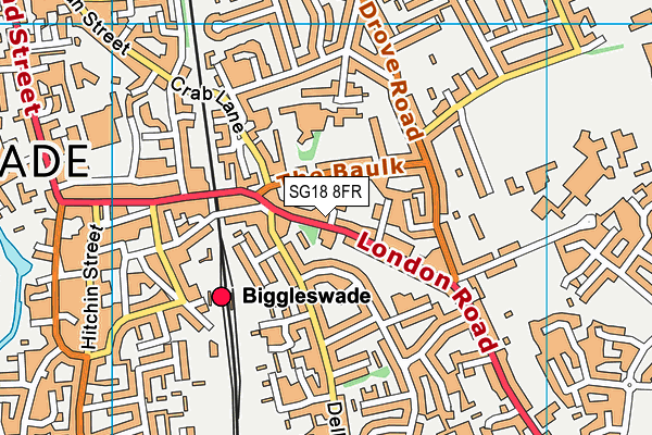 SG18 8FR map - OS VectorMap District (Ordnance Survey)