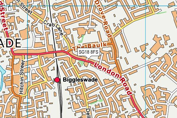 SG18 8FS map - OS VectorMap District (Ordnance Survey)