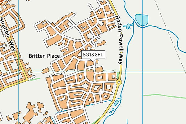 SG18 8FT map - OS VectorMap District (Ordnance Survey)