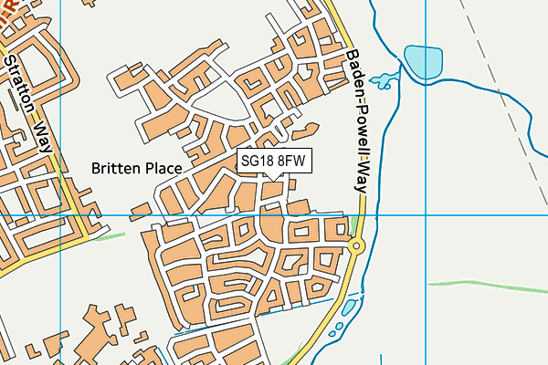 SG18 8FW map - OS VectorMap District (Ordnance Survey)