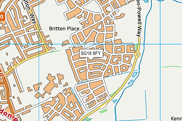 SG18 8FY map - OS VectorMap District (Ordnance Survey)