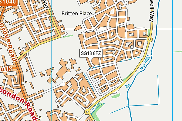 SG18 8FZ map - OS VectorMap District (Ordnance Survey)