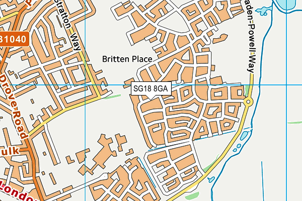 SG18 8GA map - OS VectorMap District (Ordnance Survey)