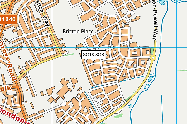 SG18 8GB map - OS VectorMap District (Ordnance Survey)