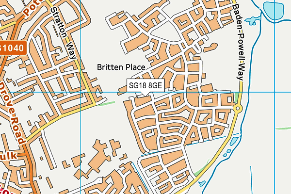 SG18 8GE map - OS VectorMap District (Ordnance Survey)