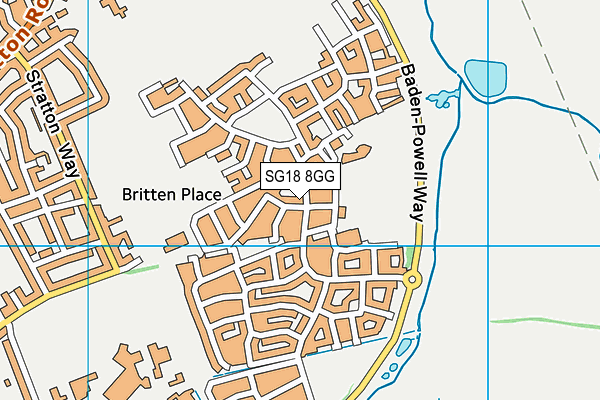 SG18 8GG map - OS VectorMap District (Ordnance Survey)