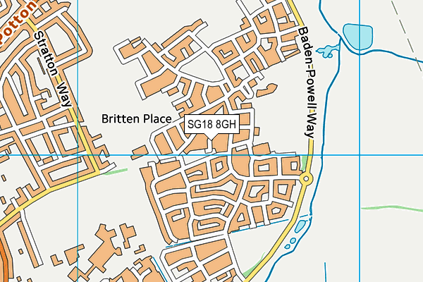 SG18 8GH map - OS VectorMap District (Ordnance Survey)