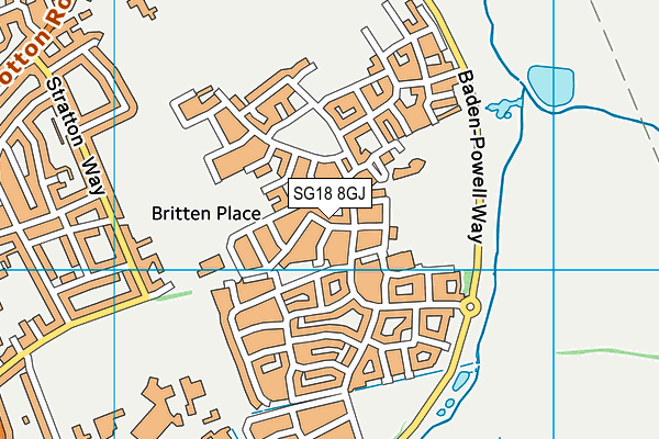 SG18 8GJ map - OS VectorMap District (Ordnance Survey)