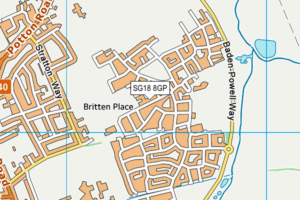 SG18 8GP map - OS VectorMap District (Ordnance Survey)