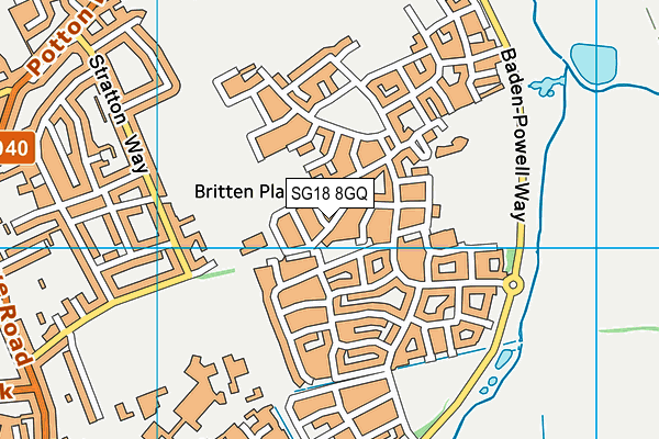 SG18 8GQ map - OS VectorMap District (Ordnance Survey)