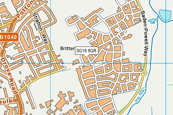 SG18 8GR map - OS VectorMap District (Ordnance Survey)