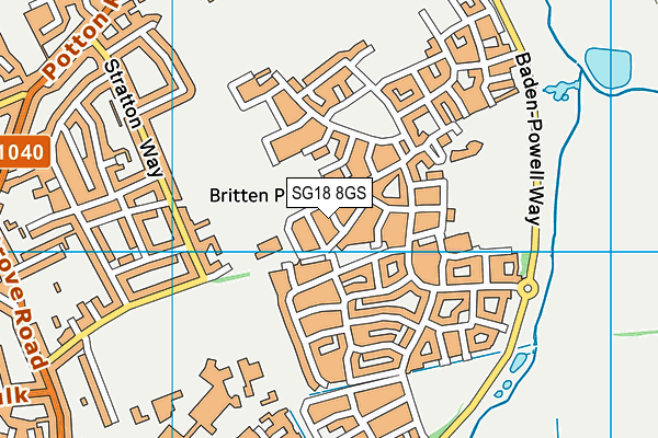 SG18 8GS map - OS VectorMap District (Ordnance Survey)