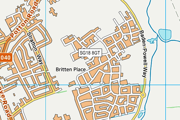 SG18 8GT map - OS VectorMap District (Ordnance Survey)