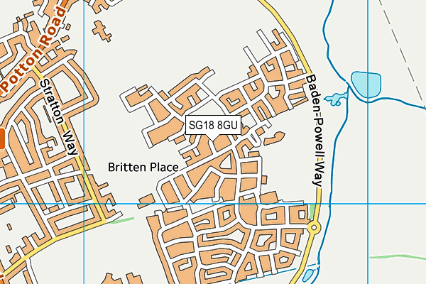 SG18 8GU map - OS VectorMap District (Ordnance Survey)