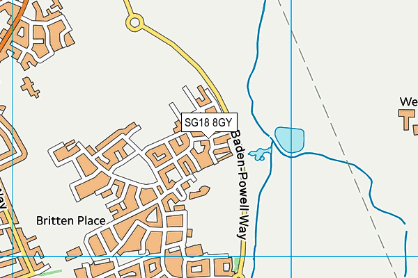 SG18 8GY map - OS VectorMap District (Ordnance Survey)