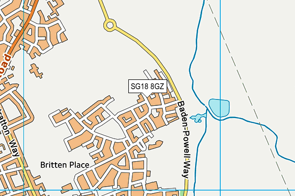 SG18 8GZ map - OS VectorMap District (Ordnance Survey)