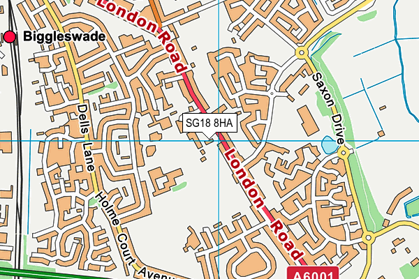 SG18 8HA map - OS VectorMap District (Ordnance Survey)