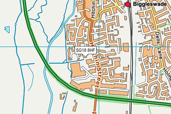 SG18 8HF map - OS VectorMap District (Ordnance Survey)