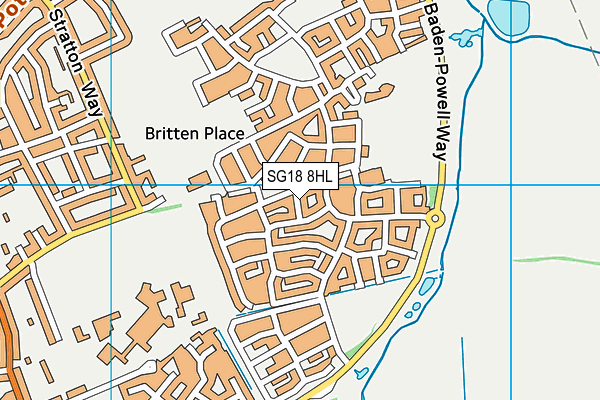 SG18 8HL map - OS VectorMap District (Ordnance Survey)