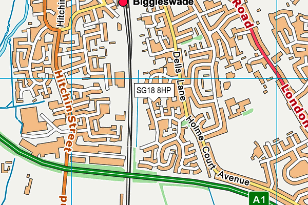 SG18 8HP map - OS VectorMap District (Ordnance Survey)