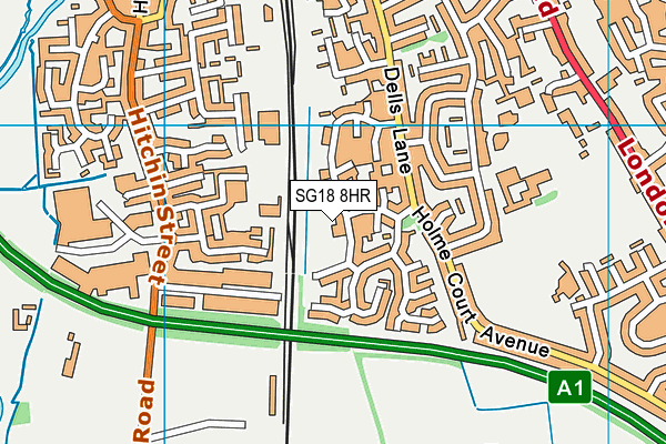 SG18 8HR map - OS VectorMap District (Ordnance Survey)