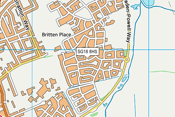 SG18 8HS map - OS VectorMap District (Ordnance Survey)