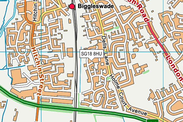 SG18 8HU map - OS VectorMap District (Ordnance Survey)