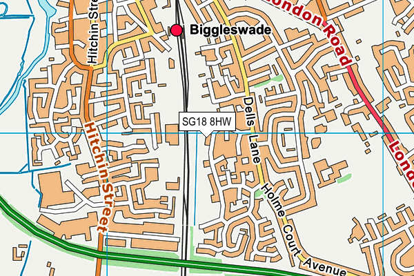 SG18 8HW map - OS VectorMap District (Ordnance Survey)