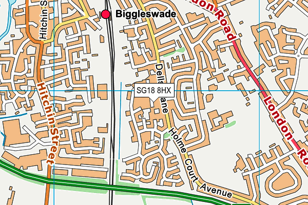 SG18 8HX map - OS VectorMap District (Ordnance Survey)
