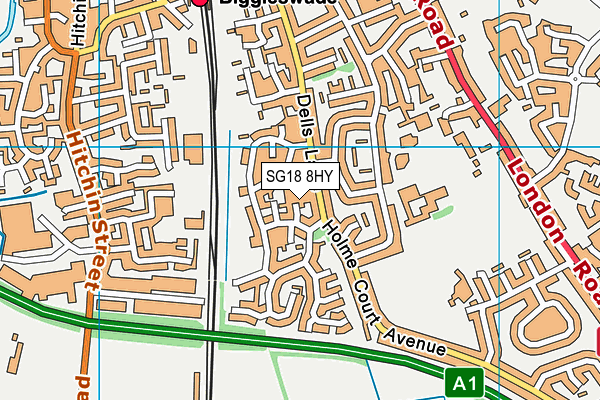 SG18 8HY map - OS VectorMap District (Ordnance Survey)