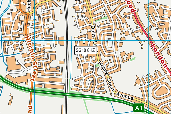 SG18 8HZ map - OS VectorMap District (Ordnance Survey)