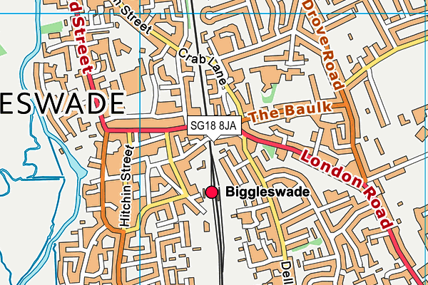 SG18 8JA map - OS VectorMap District (Ordnance Survey)