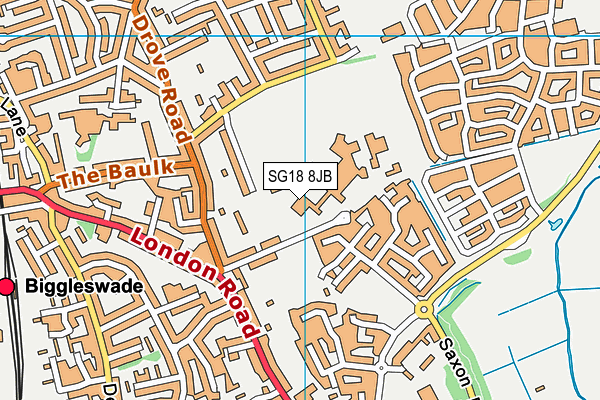 SG18 8JB map - OS VectorMap District (Ordnance Survey)