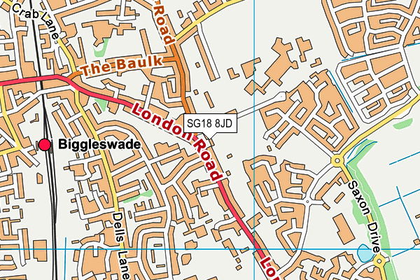 SG18 8JD map - OS VectorMap District (Ordnance Survey)