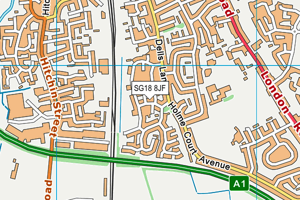 SG18 8JF map - OS VectorMap District (Ordnance Survey)