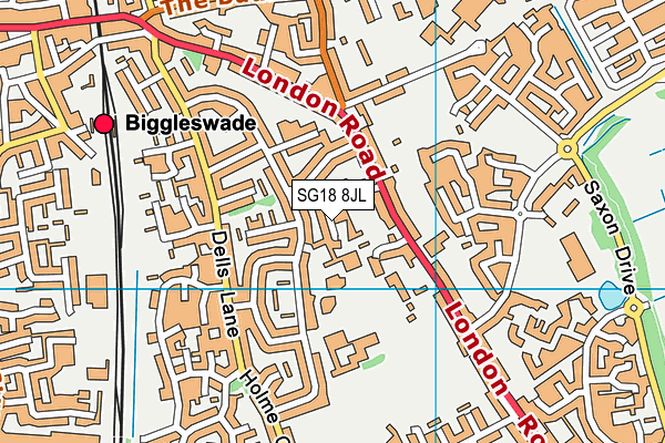 SG18 8JL map - OS VectorMap District (Ordnance Survey)