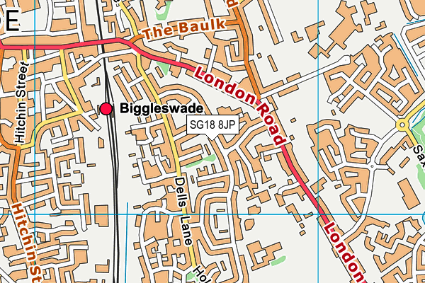 SG18 8JP map - OS VectorMap District (Ordnance Survey)