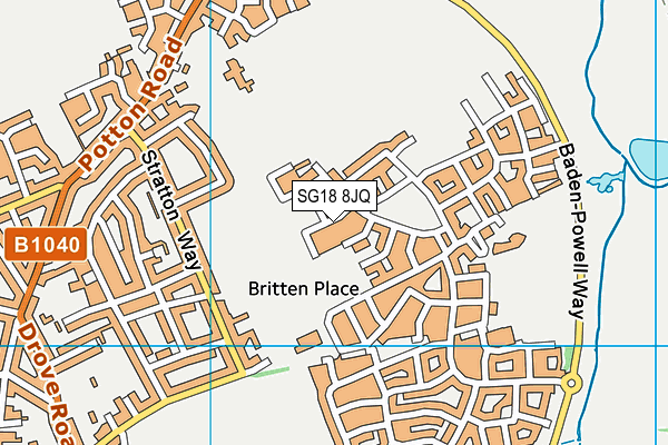 SG18 8JQ map - OS VectorMap District (Ordnance Survey)