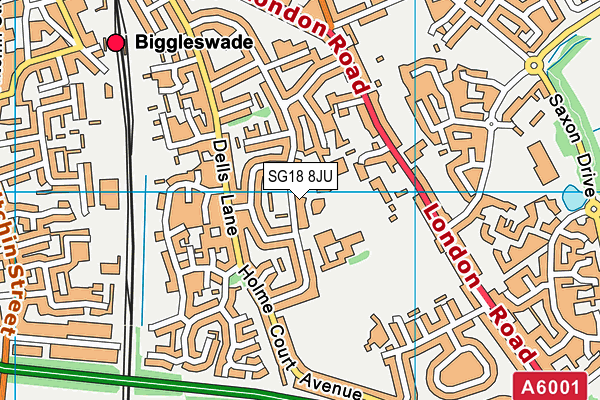 SG18 8JU map - OS VectorMap District (Ordnance Survey)