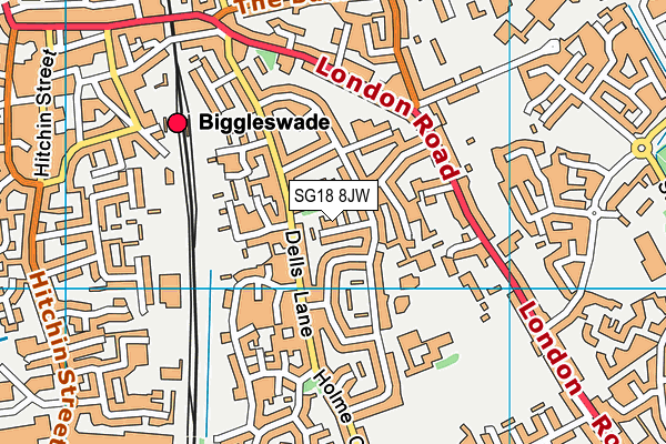 SG18 8JW map - OS VectorMap District (Ordnance Survey)