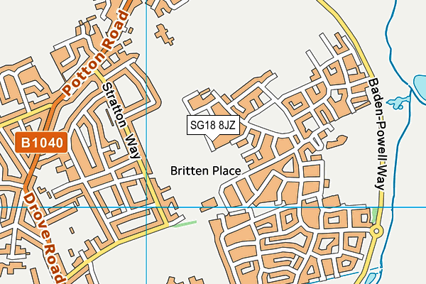 SG18 8JZ map - OS VectorMap District (Ordnance Survey)