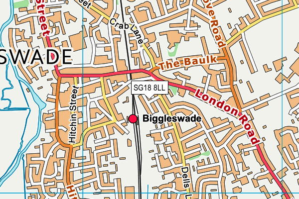 SG18 8LL map - OS VectorMap District (Ordnance Survey)