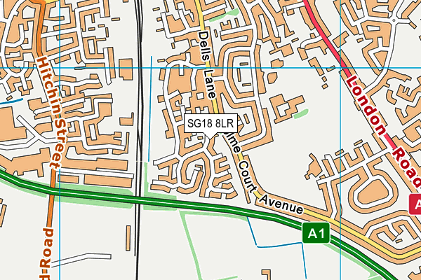 SG18 8LR map - OS VectorMap District (Ordnance Survey)