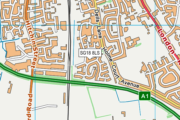 SG18 8LS map - OS VectorMap District (Ordnance Survey)