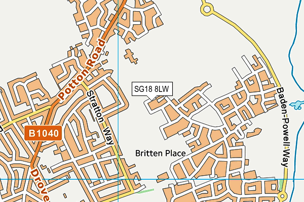 SG18 8LW map - OS VectorMap District (Ordnance Survey)