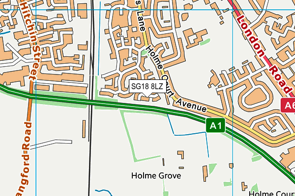 SG18 8LZ map - OS VectorMap District (Ordnance Survey)