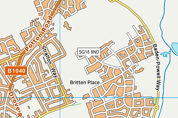 SG18 8ND map - OS VectorMap District (Ordnance Survey)