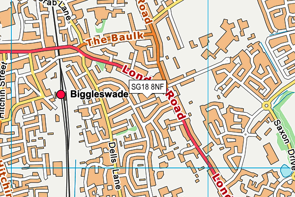 SG18 8NF map - OS VectorMap District (Ordnance Survey)